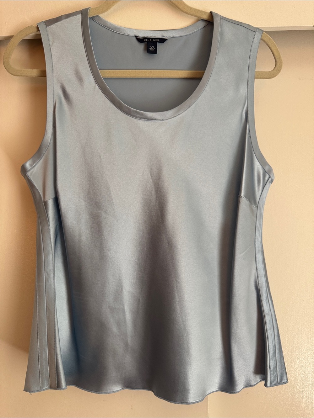 Hilfiger Light Blue Silk Scoop Neck Tank Large